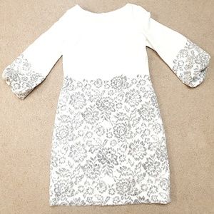 White with stitched flower dress